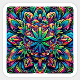 Psychedelic Cannabis Mandala Sticker